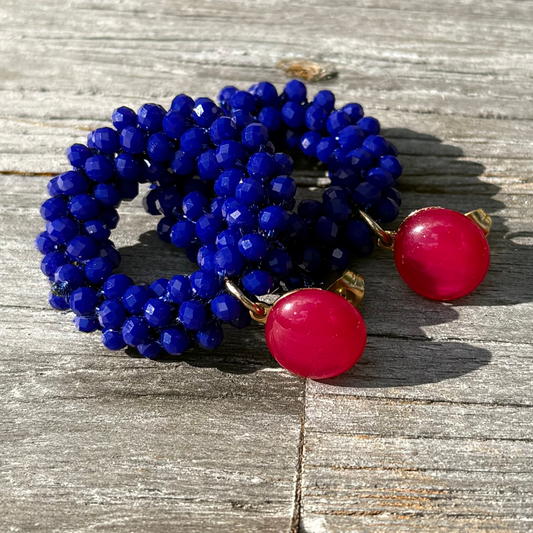 Tropfen Ohrringe Blau und pink