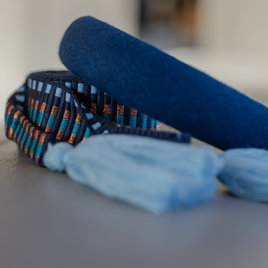 WEBGÜRTEL LACE BELT BLAU, BRONZE HELLBLAU